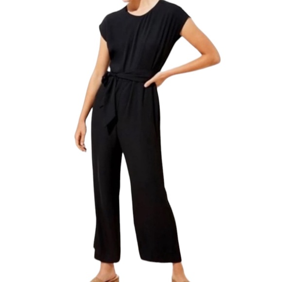 LOFT Pants - NWT Loft Jumpsuit Black V-Back Tie Waist Size 10
